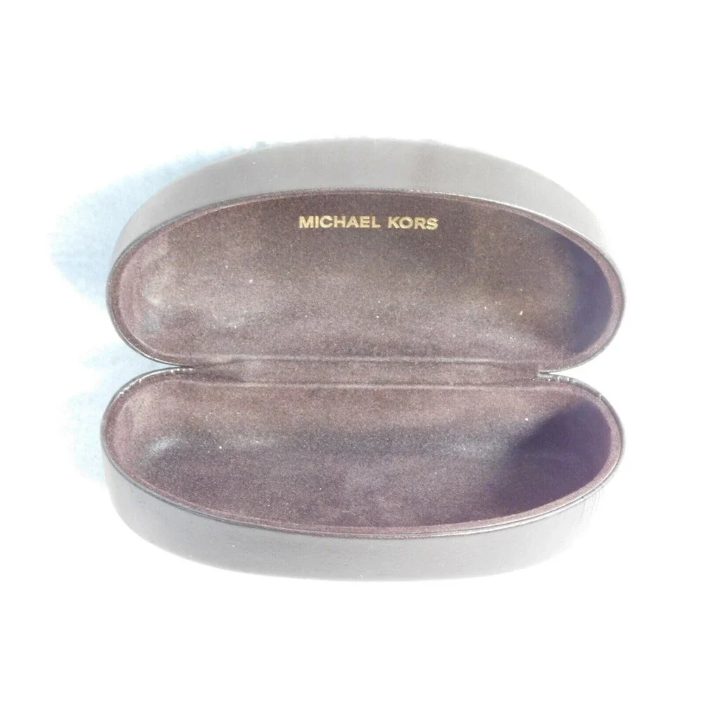 Michael Kors Dark Brown Leather Glasses Sunglasses Hard Case Clamshell